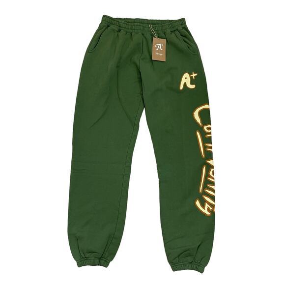 Perks and Mini + Cali Dewitt A+ Message‎ Community Green Sweatpants Size L NEW - Picture 1 of 9